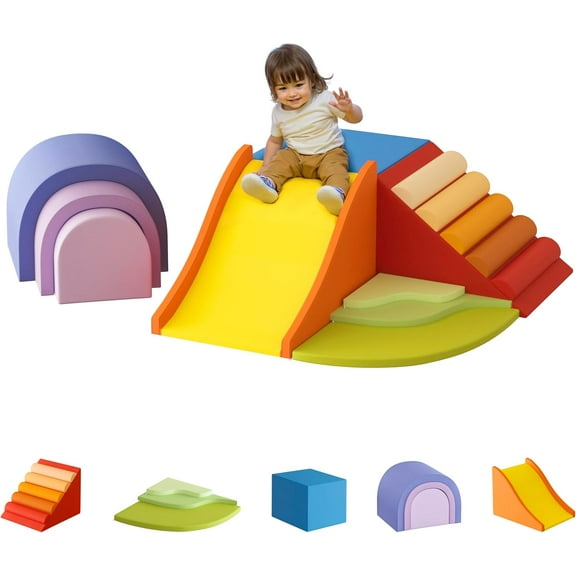 Daneey Toddler Climbing Toys Indoor, Foam Climbing Blocks for Toddlers, Soft Play Climbing for Toddlers, Play Gym Climbing Structures for Toddlers Climbing and Sliding, Waterproof & Easy to Clean