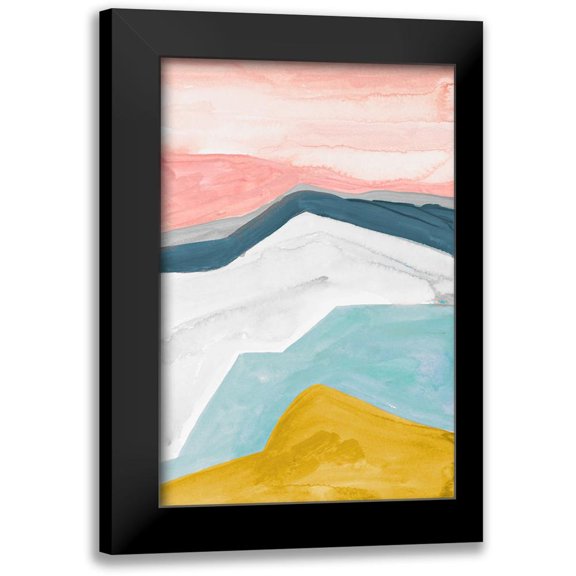 Danelle, B. 17x24 Black Modern Framed Museum Art Print Titled - Geometric Mountains