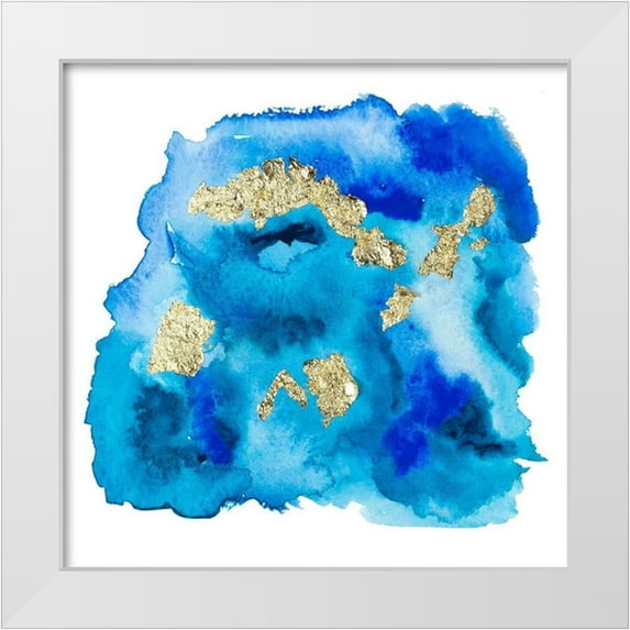 Danelle, B. 20x20 White Modern Wood Framed Museum Art Print Titled - Gold Flake Blue