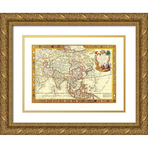 Danet 14x11 Gold Ornate Wood Framed with Double Matting Museum Art Print Titled - Asia - Danet 1732