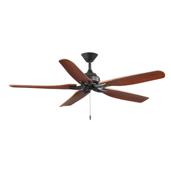 Danetree 60 in. Natural Iron Ceiling Fan with Wood Blades and Pull ...