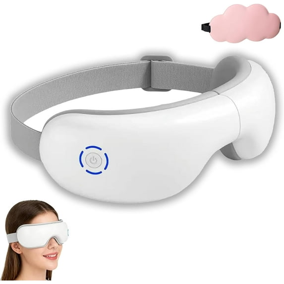 Danfie Eye Mask Massager, 180° Foldable Smart Eye Massager with Heat, 3D Temple Massage Goggles Tool with Bluetooth Music, 5 Modes 100°-108°F Warm Compress, for Dry Eyes Relief (1PC)