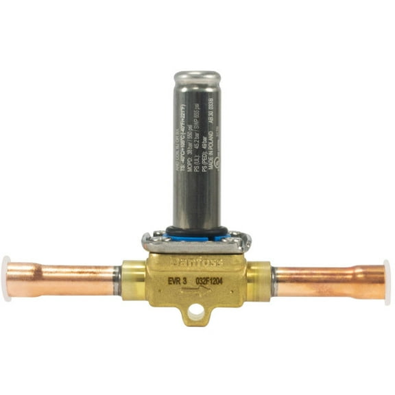 Danfoss 032F1204 Solenoid Valve 3/8 in ODF x 3/8 in ODF Normally Closed NC EVR 3