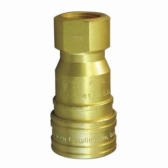 Hydraulic Quick Connect Hose Coupling, Brass Body, Push-to-Connect Lock, 3/8"-18 Thread Size