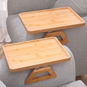 Danfoxer 2 Pack Couch Arm Tray,Bamboo Folding Sofa Tray,Sofa Armrest Tray Clip-On Couch Desk for Drinks,Snacks,Phone,Remote Control