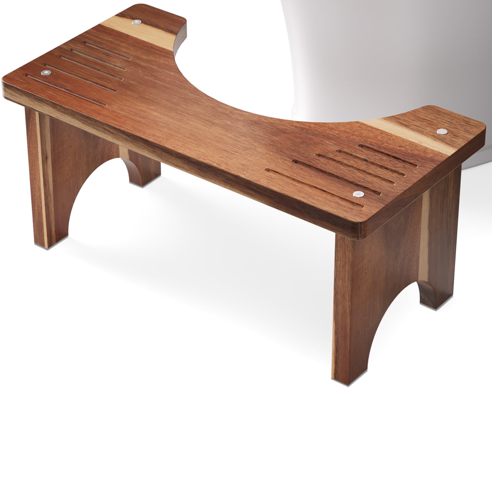 Danfoxer 7 Inches Acacia Wood Toilet Stool Squat for Adults,Wooden Poop Stool for Bathroom,Potty Step Stool with Non-Slip Strip