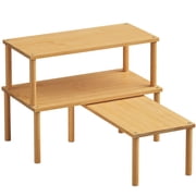 Danfoxer Cabinet Organizer ShelfSet of 3,Bamboo Kitchen Counter Shelves for Countertop and Cabinet,Stackable Shelf Spice Racks,LargeNatural