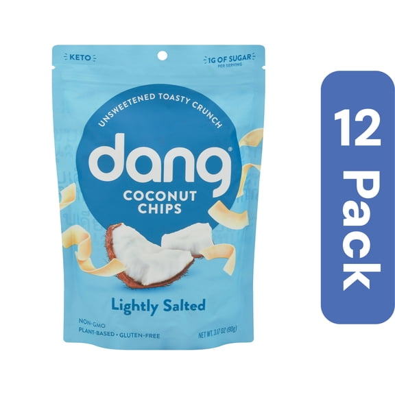 Dang Lightly Salted Unsweetened Coconut Chips 3.17 oz (Pack of 12)