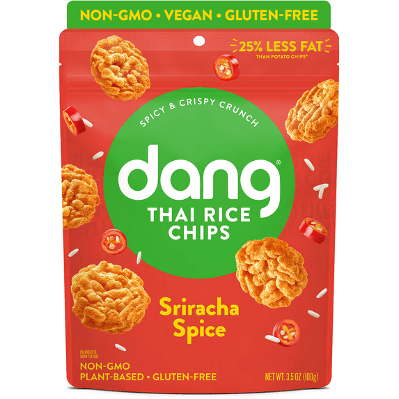 Dang Thai Rice Chips, Sriracha Spice, Gluten-Free, Vegan, Non GMO, 3.5 Oz Resealable Bags (12 Count)