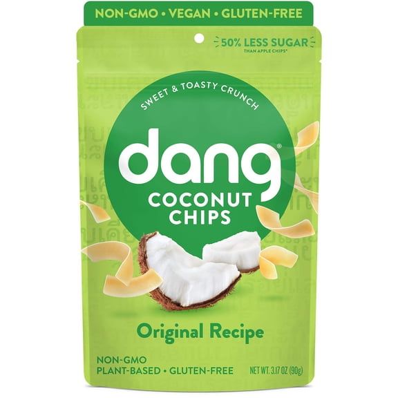 Dang Toasted Coconut Chips, Original, Vegan, Gluten-Free, Non GMO 3.17 oz Bags (12 Count)
