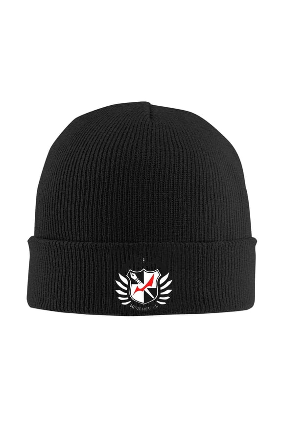 Danganronpa Beanie Hat Winter Warm Knit Cuffed Cap For Women Men Black