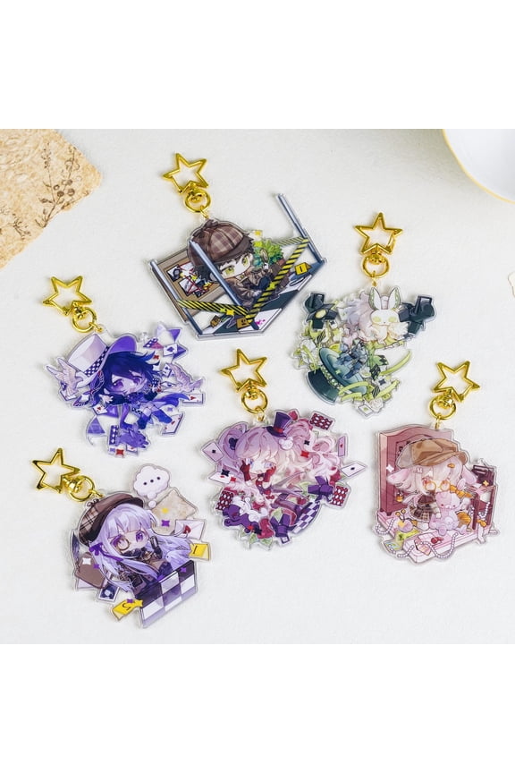 Danganronpa Chibi Acrylic Keychain | Cute Anime Bag Charm | Star Clasp Backpack Accessory | Danganronpa Gift for Anime Fans, random 1 pack