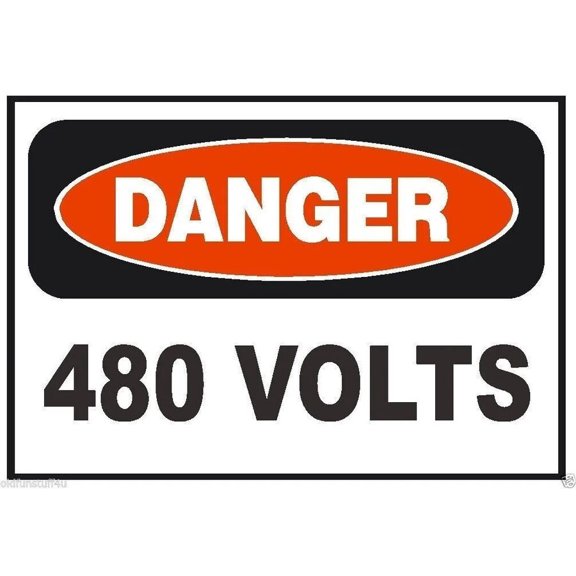 Danger 480 Volts Electrical Electrician Safety Sign Metal Wall Sign Size: 16 x 12 Inch