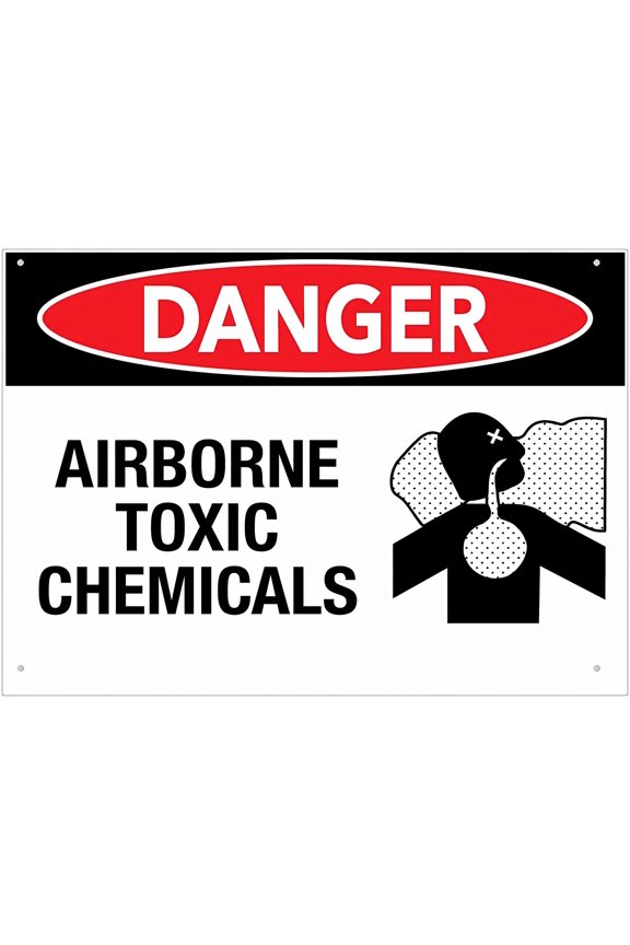 Danger Airborne Toxic Chemicals Sign - 8"x12" Premium Rust-Free Sun-Proof Aluminum Yard Sign for House