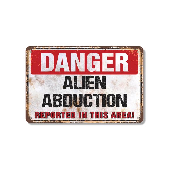 Danger Alien Abduction 7 Inch x 10 Inch Novelty Aluminum Metal Sign Beam At Your Own Risk Durable Weatherproof Perfect for Cabins Camps Garages Fun Gift for Sci Fi Fans Pranksters