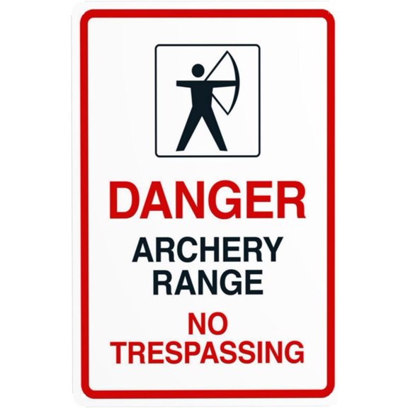 Danger Archery Range No Trespassing With Graphic Warning Sign, Security Safety Metal Signs, Vintage Caution Poster Wall Decor for Business Office Home Street Road Use 8 x 12 Inch