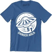 Danger Area 51 Aliens UFO Fit Flying Saucer Funny Sign Symbol Mens T-Shirt
