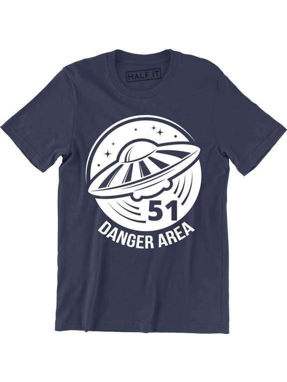 Danger Area 51 Aliens UFO Fit Flying Saucer Funny Sign Symbol Men's T-Shirt