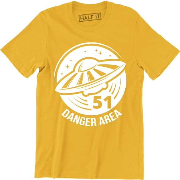 Danger Area 51 Aliens UFO Fit Flying Saucer Funny Sign Symbol Men's T-Shirt