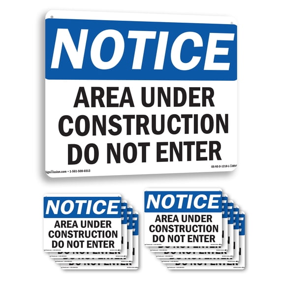 Danger Area Under Construction Do Not Enter OSHA Notice Rigid Plastic ...