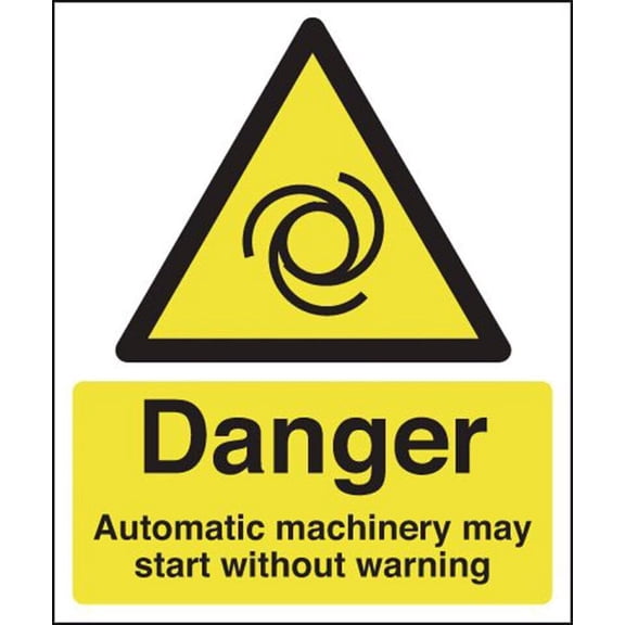 Danger Automatic Machinery May Start Without Warning Machinery Hazard Metal Sign 8x12 Inch Notice Danger Warning Caution for Outdoor & Indoor