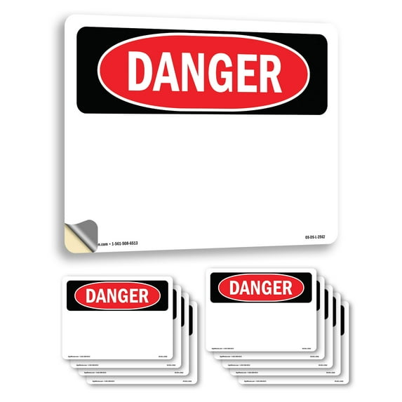 Danger Blank Write OSHA Danger Vinyl Decal Label 5 Inch x 3.5 Inch - 10 Pack