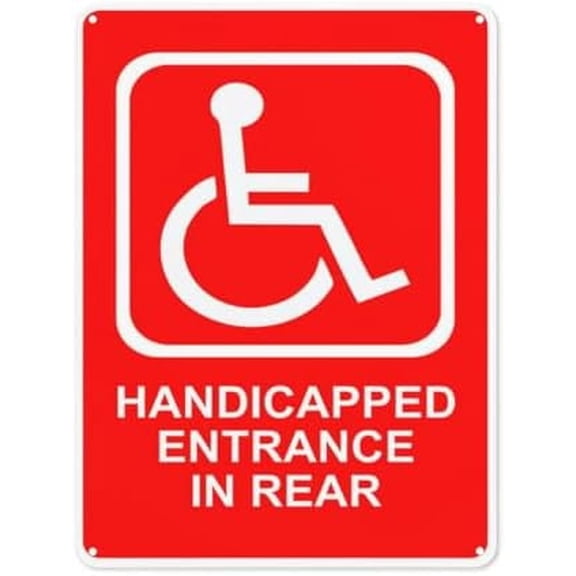 Danger Business signs,Handicapped Entrance In Rear Sign,Caution Safety sign for construction zone 8"X12"