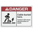 thumbnail image 1 of Danger (Cable Buried Here) 8"x12" Rustic Metal Tin Sign - Home Outdoor Art Wall Decor - for Cafe, Bar & Kitchen, 1 of 4