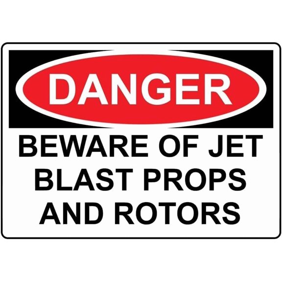 Danger Caution Beware of Jet Blast Props and Rotors Sign Style Caution Metal Tin Sign 12x8 Inch for Safety