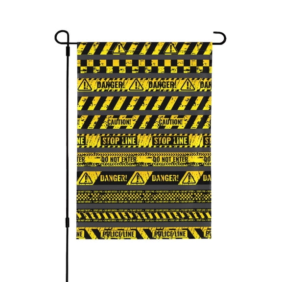 Danger Caution Warning Police Stripe Double Sided Garden Flag 28x40 Outdoor Decorative Yard Banner for Patio Lawn Garden
