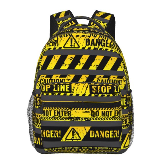 Danger Caution Warning Police Stripe Laptop Backpack Travel Rucksack for Teens Adults, Fits 15-inch Notebook