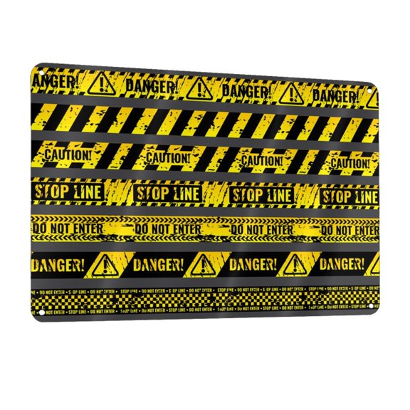Danger Caution Warning Police Stripe Metal Tin Sign Wall Decor for Home Bars Restaurants Cafes Store Pubs Sign Gift 12 X 8 Inch