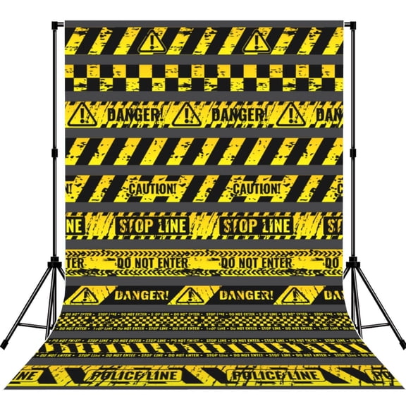 Danger Caution Warning Police Stripe Photography Backdrop 5x7Ft Background for Photo Studio Video Recording Birthday Party Wedding Home Decor