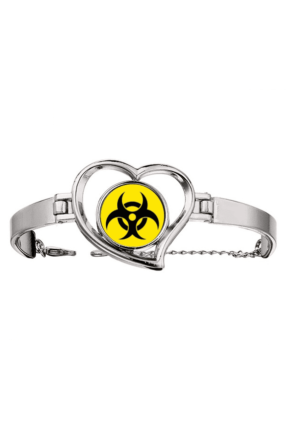 Danger Checal Toxic Radiation Symbol Bracelet Heart Jewelry Wire Bangle