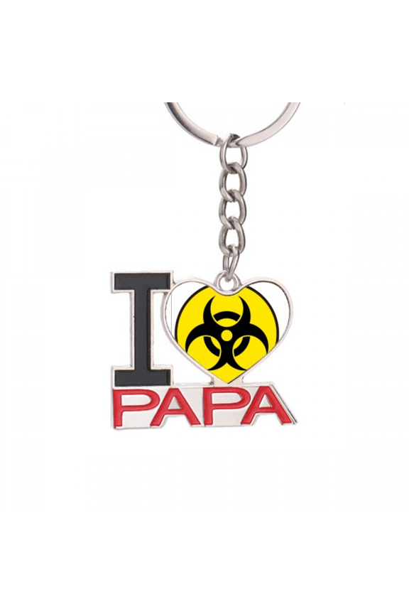 Danger Checal Toxic Radiation Symbol Keychain Metal Keyring Holder Love PAPA Father