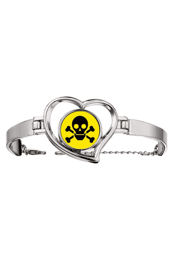 Danger Checal Toxic skull Symbol Bracelet Heart Jewelry Wire Bangle