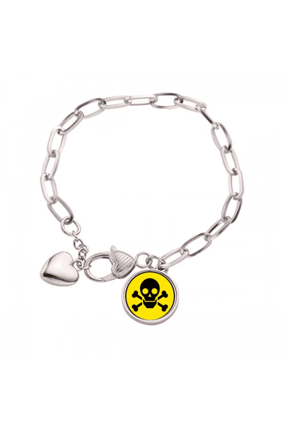 Danger Checal Toxic skull Symbol Heart Chain Bracelet Jewelry Charm Fashion