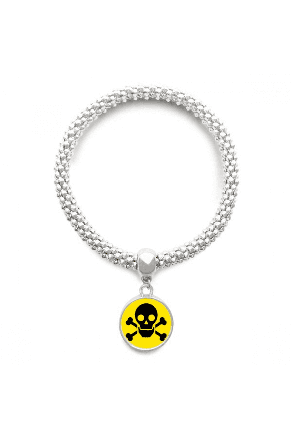 Danger Checal Toxic skull Symbol Sliver Bracelet Pendant Jewelry Chain Adjustable Bangle