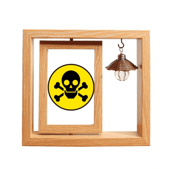 Danger Checal Toxic skull Symbol Wooden Rotating Picture Photo Frame 4x6
