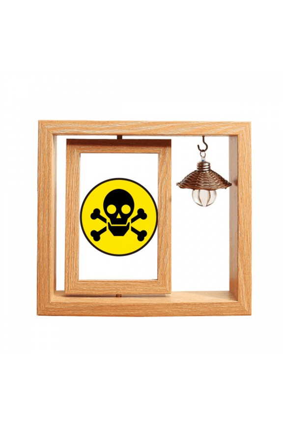 Danger Checal Toxic skull Symbol Wooden Rotating Picture Photo Frame 4x6