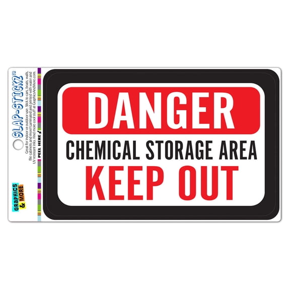 Danger Chemical Storage Area Keep Out SLAP-STICKZ(TM) Automotive Car Window Locker Bumper Sticker