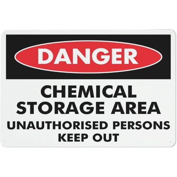 Danger Chemical Storage Area Unauthorised Persons Keep Out Sign 8"x12" Reflective Aluminum Metal Warning Signage With Symbol For Indoor Outdoor Use