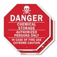 thumbnail image 1 of Danger Chemical Storage Authorize Octagon Sign Weather Resistant Made in the USA, 1 of 6