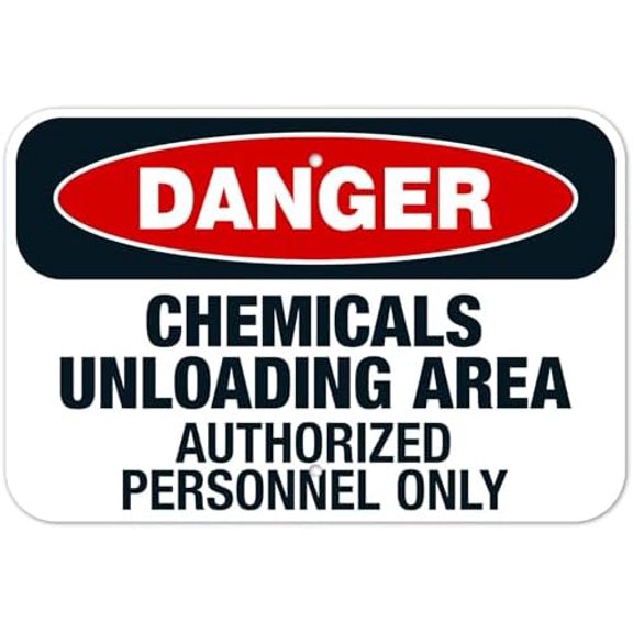 Danger Chemicals Unloading Area Authorized Personnel Only Danger Metal Sign 8 x 12 Inch for Warehouse, Industrial Area, Office Building