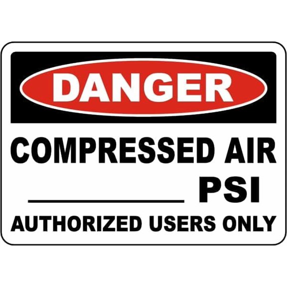 Danger Compressed Air Write-On Sign Facility Signs Gas Cylinder Metal Tin \8 x 12 Inch for Home or Work