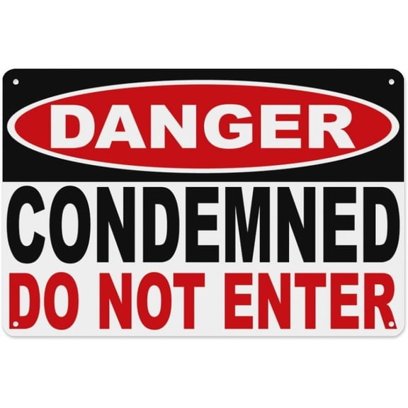 Danger Condemned Do Not Enter Sign 8"x12" - Aluminum Tin Warning for Home Outdoor Garden, Weatherproof Security Decor for Building