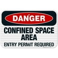 thumbnail image 1 of Danger Confined Space Area Entry Permit Required Sign, OSHA Danger Sign, 12x18 Reflective Aluminum EGP, 1 of 1