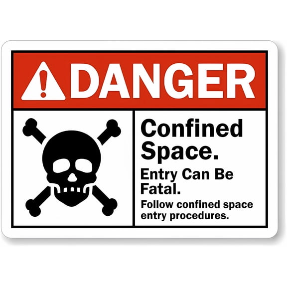 Danger Confined Space Entry Can Be Fatal Follow Procedures Sign - 8"x12" Metal Sign, Warning for Wall Fence, Confined Space, Industrial Tank, Safety Alert