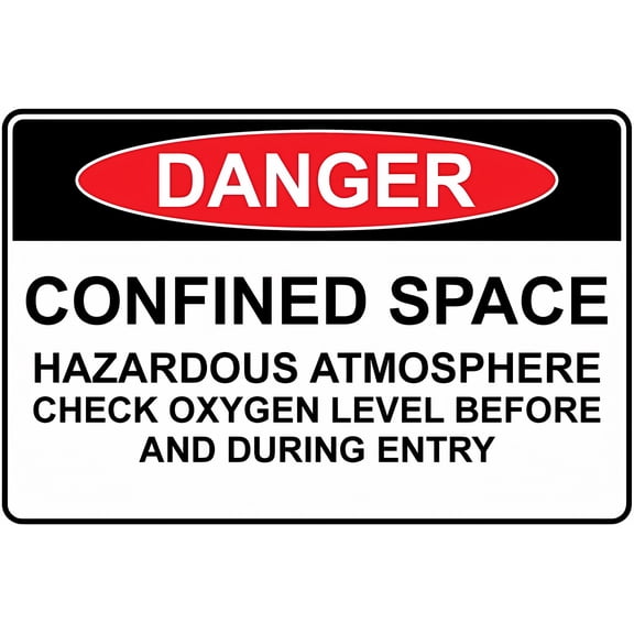 Danger Confined Space Hazardous Atmosphere Check Oxygen Level Metal Tin Sign 8"x12" - For Industrial or Commercial Use, Oxygen Check Sign