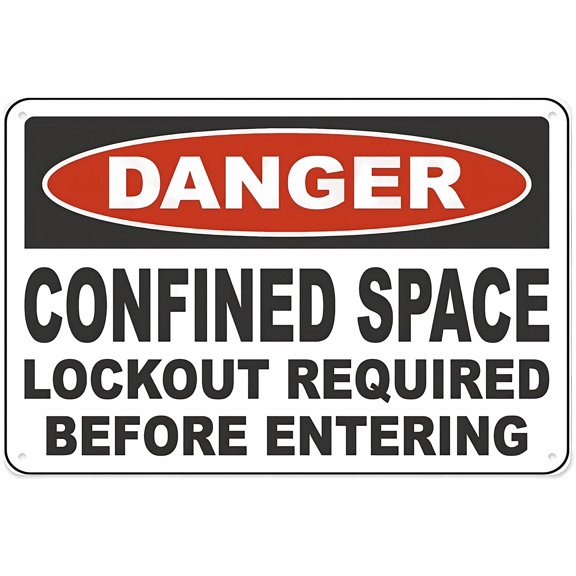 Danger Confined Space Lockout Required Warning Metal Sign 8"x12" - Vintage Wall Decor for Home Farm Bar Coffee Shop Club
